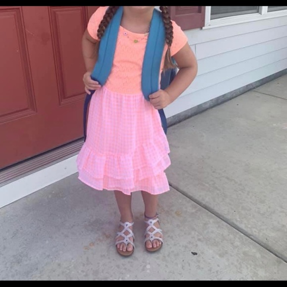 Wonder Nation Girls Ruffle Chiffon Dress gingham - Picture 5 of 10